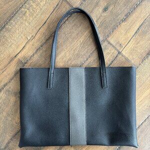 Vince Camuto Black & Gray Pebbled Luck Tote